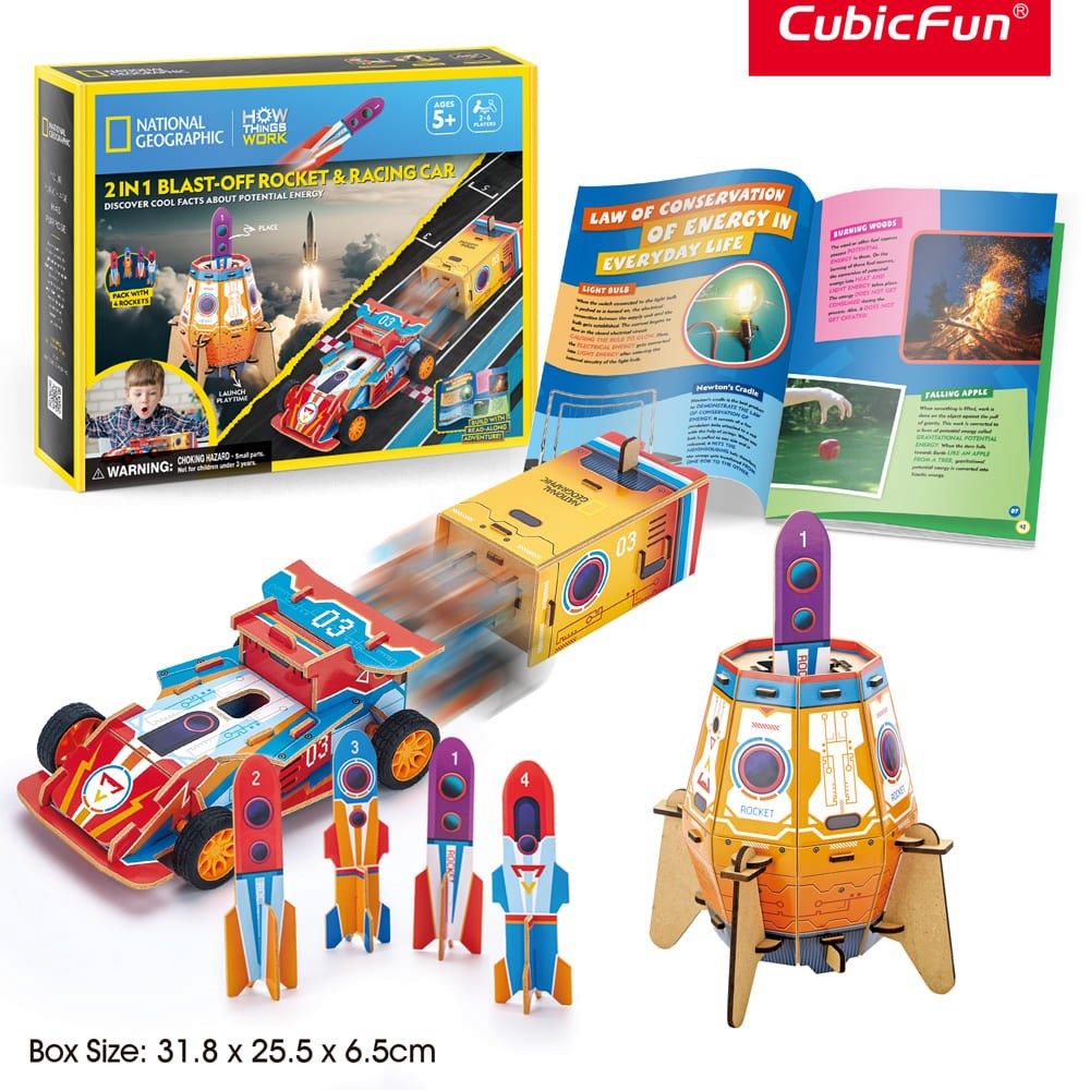 2 in 1 Rocket Racing Car 3D Puzzle CubicFun