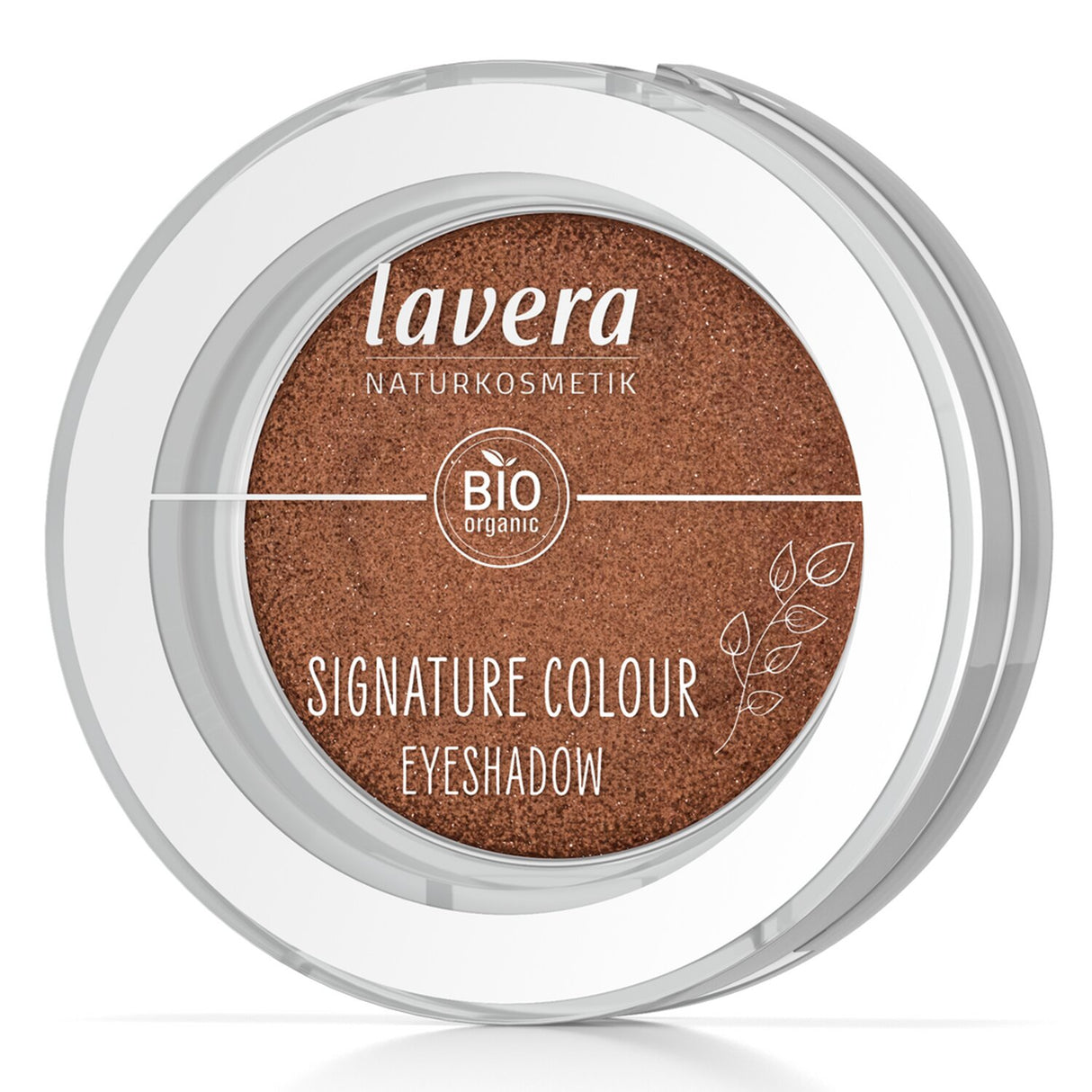 Lavera #07 Amber Eyeshadow: creamy, highly pigmented, vegan formula with light-reflecting pigments for intense color and lasting wear.