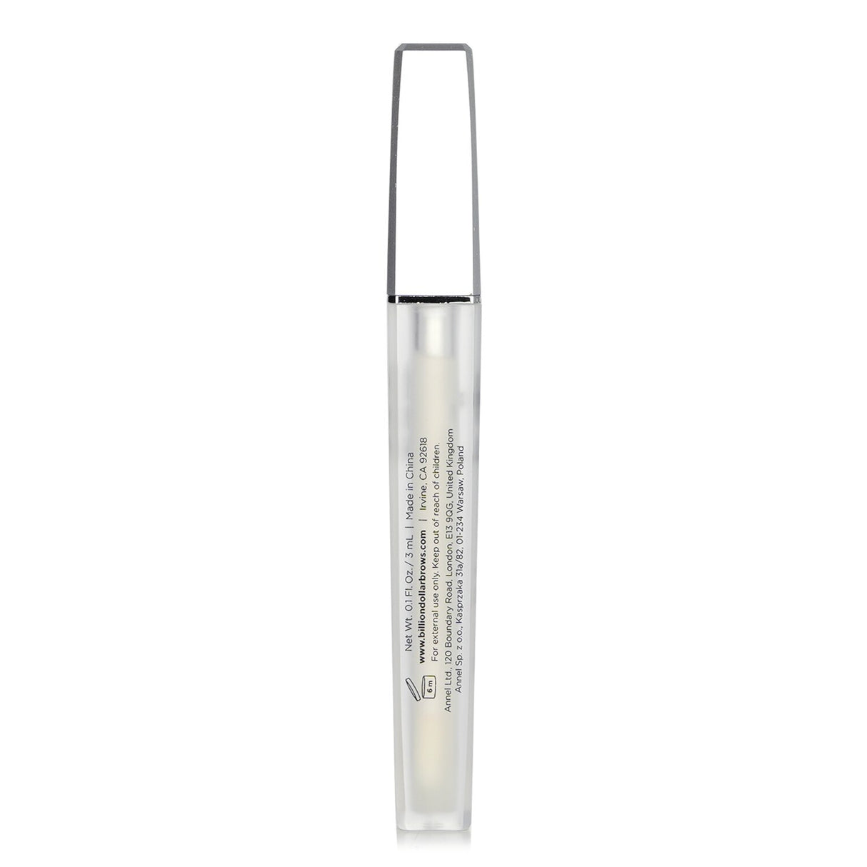 Billion Dollar Brows Brow Conditioner in a 3ml tube for hydrating and softening brows, featuring a precise applicator wand.