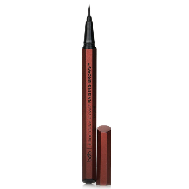 Billion Dollar Brows Taupe eyebrow pen with felt tip for precise, natural strokes; smudge-proof, water-resistant, and vegan.