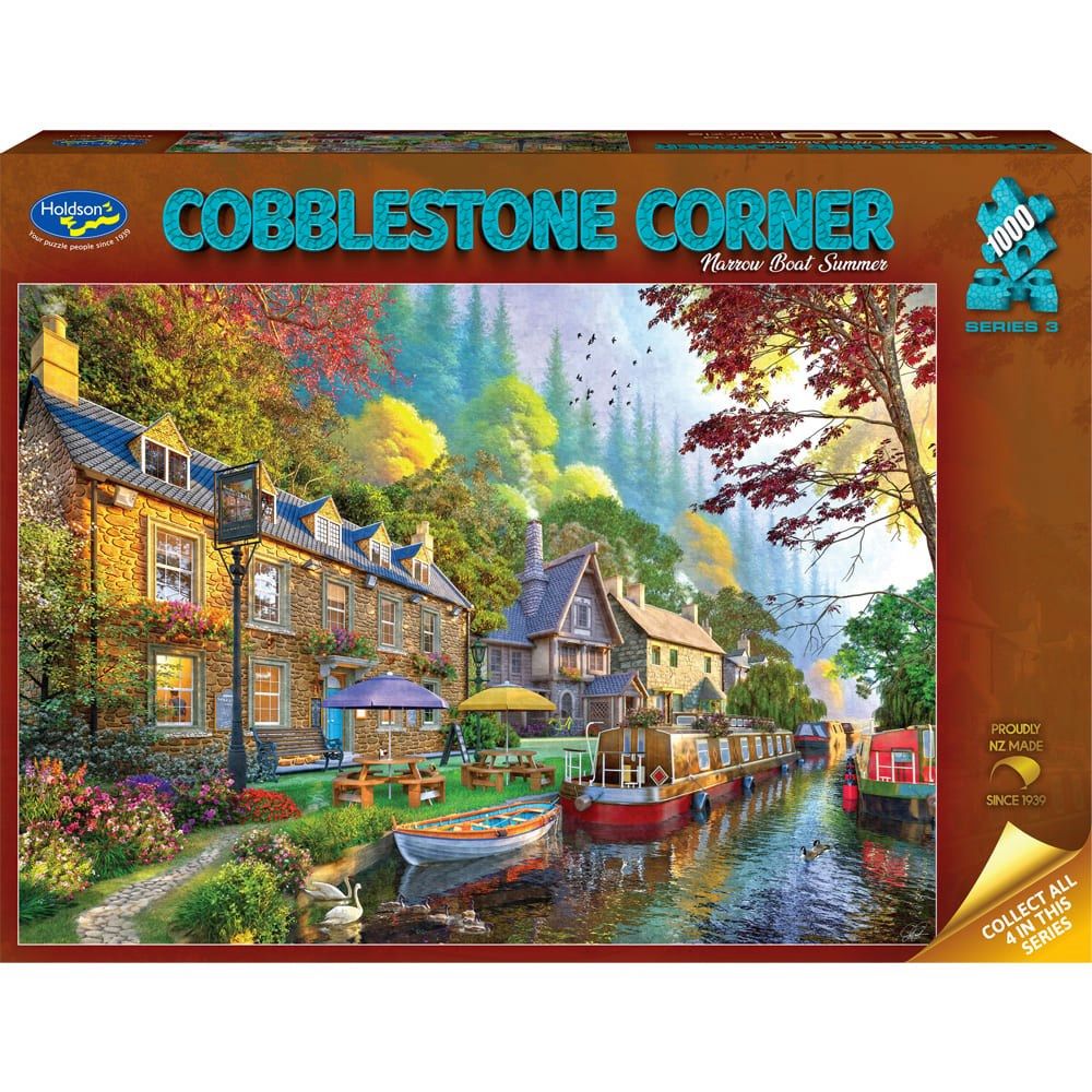 Holdson - Cobblestone Corner S3 - 1000 Piece Puzzle - Narrow Boat Summer
