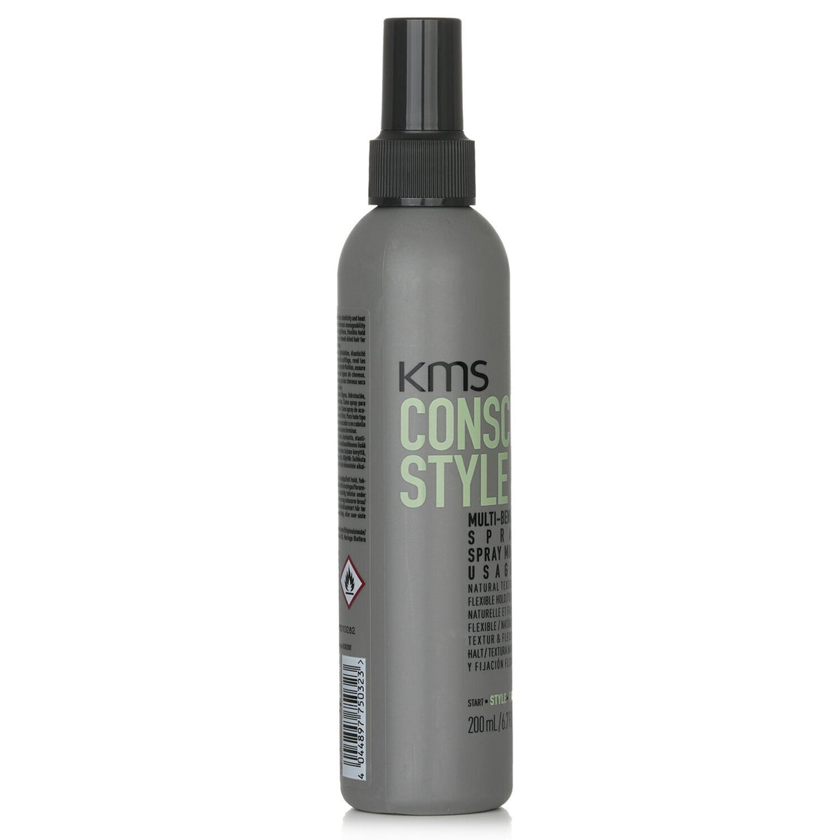 KMS California Conscious Style Multi Benefit Spray in a 200ml bottle, offering lightweight hold, hydration, and eco-friendly ingredients.