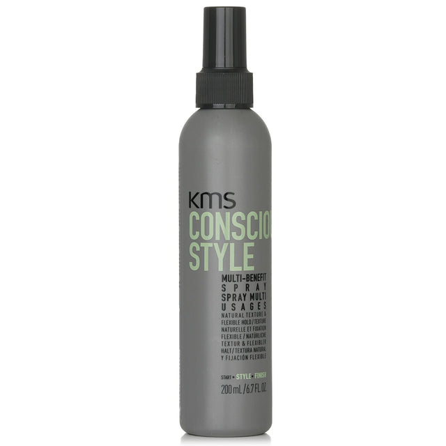 Eco-friendly KMS California Multi Benefit Spray, 200ml, offers lightweight hold, hydration, frizz reduction, and heat protection.