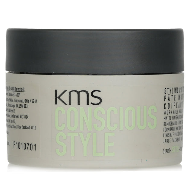 KMS California Conscious Style Styling Putty, 75ml; eco-friendly, provides matte finish, strong hold, and nourishes hair.