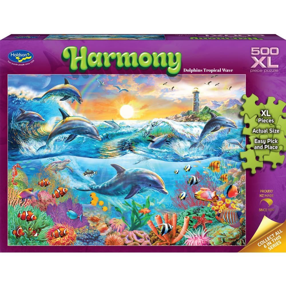 Puzzle - Holdson - Harmony - 500XLpc Puzzle - Dolphins Tropical Wave