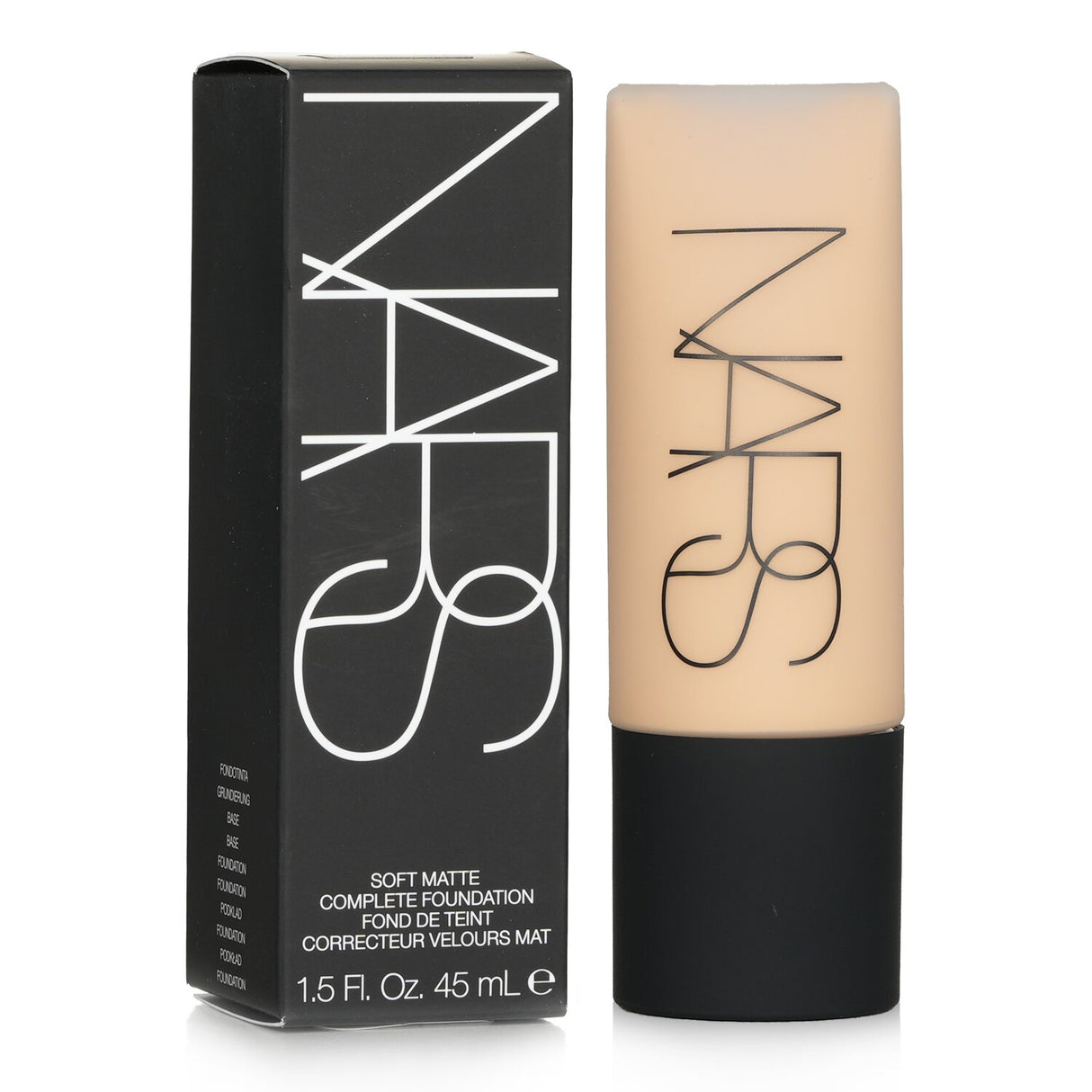 Oil-free NARS Soft Matte Foundation in Stromboli, offers full coverage, 16-hour wear, and a natural soft matte finish.