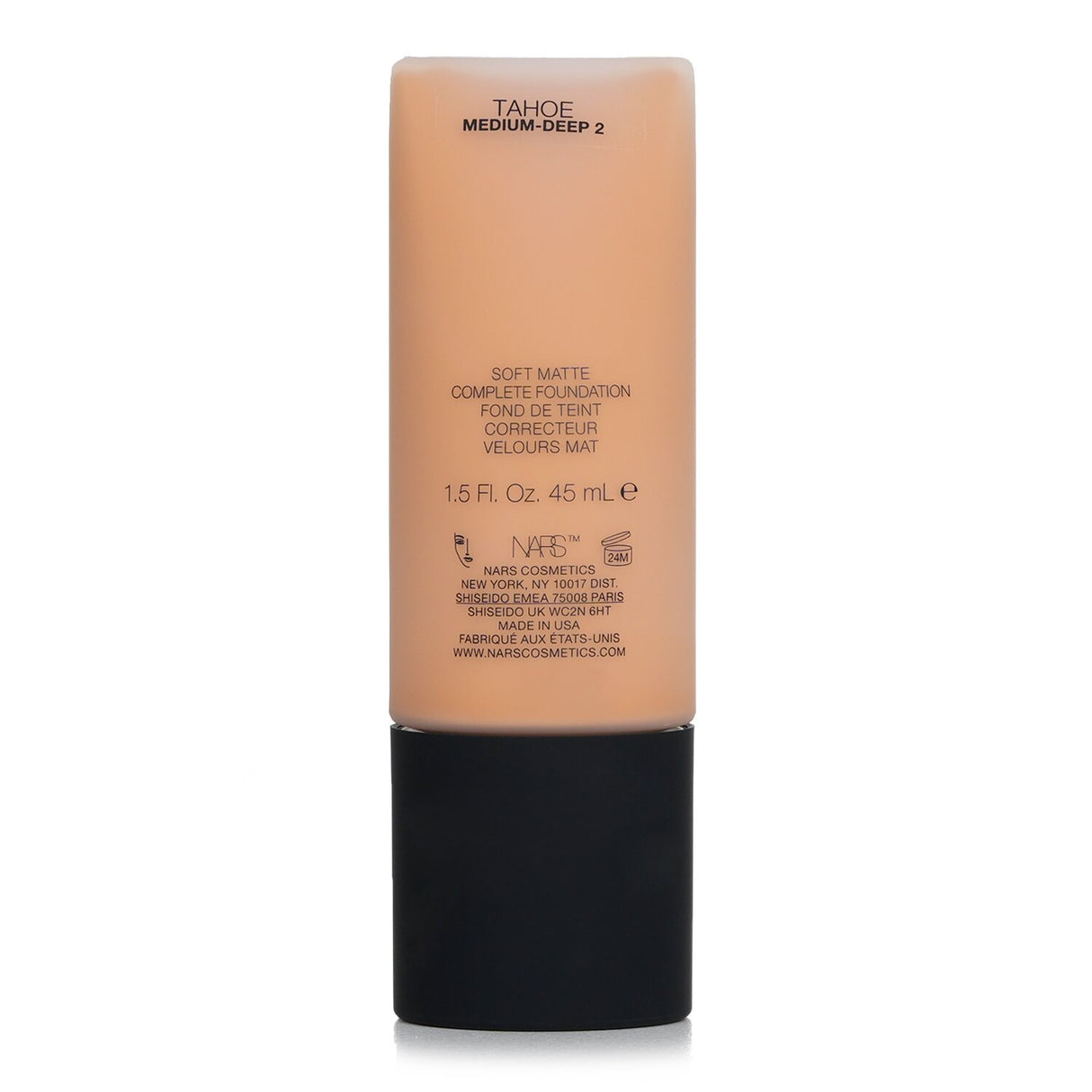 NARS Soft Matte Complete Foundation in #2 Tahoe, oil-free, full coverage, 16-hour wear, matte finish, vegan formula.