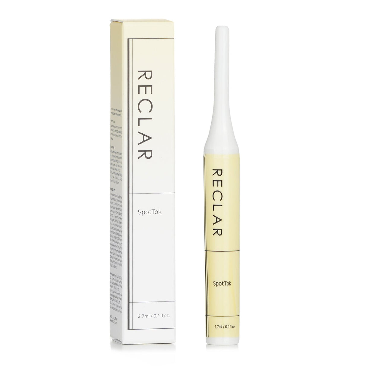 Reclar Calming SpotTok in 2.7ml for soothing, moisturizing troubled skin with Aloe Vera, BHA, and Centella Asiatica extract.