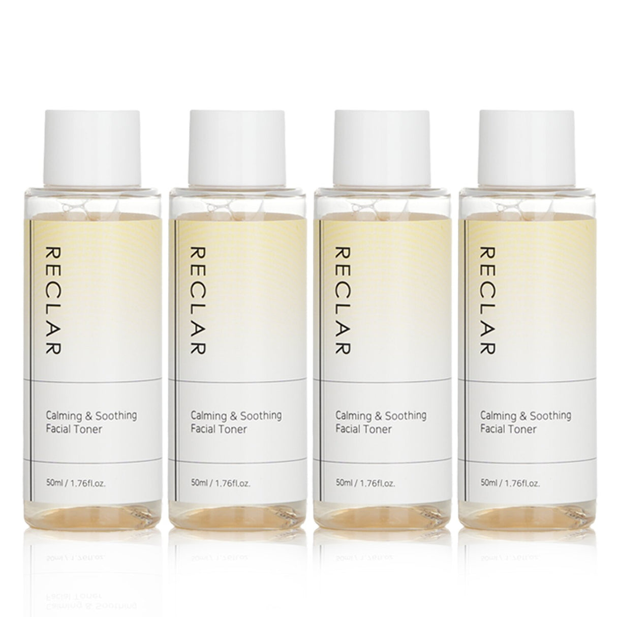 Reclar Calming & Soothing Facial Toner - 4x50ml, hydrating toner with Aloe Vera, BHA, and Centella for dewy, balanced skin.