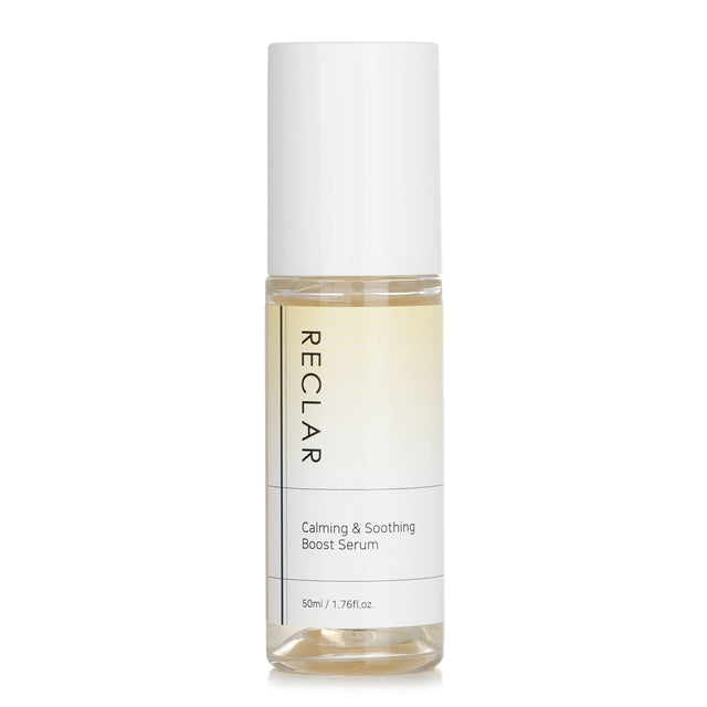 Reclar Calming & Soothing Boost Serum in a sleek 50ml bottle, designed for dry and sensitive skin hydration and relief.