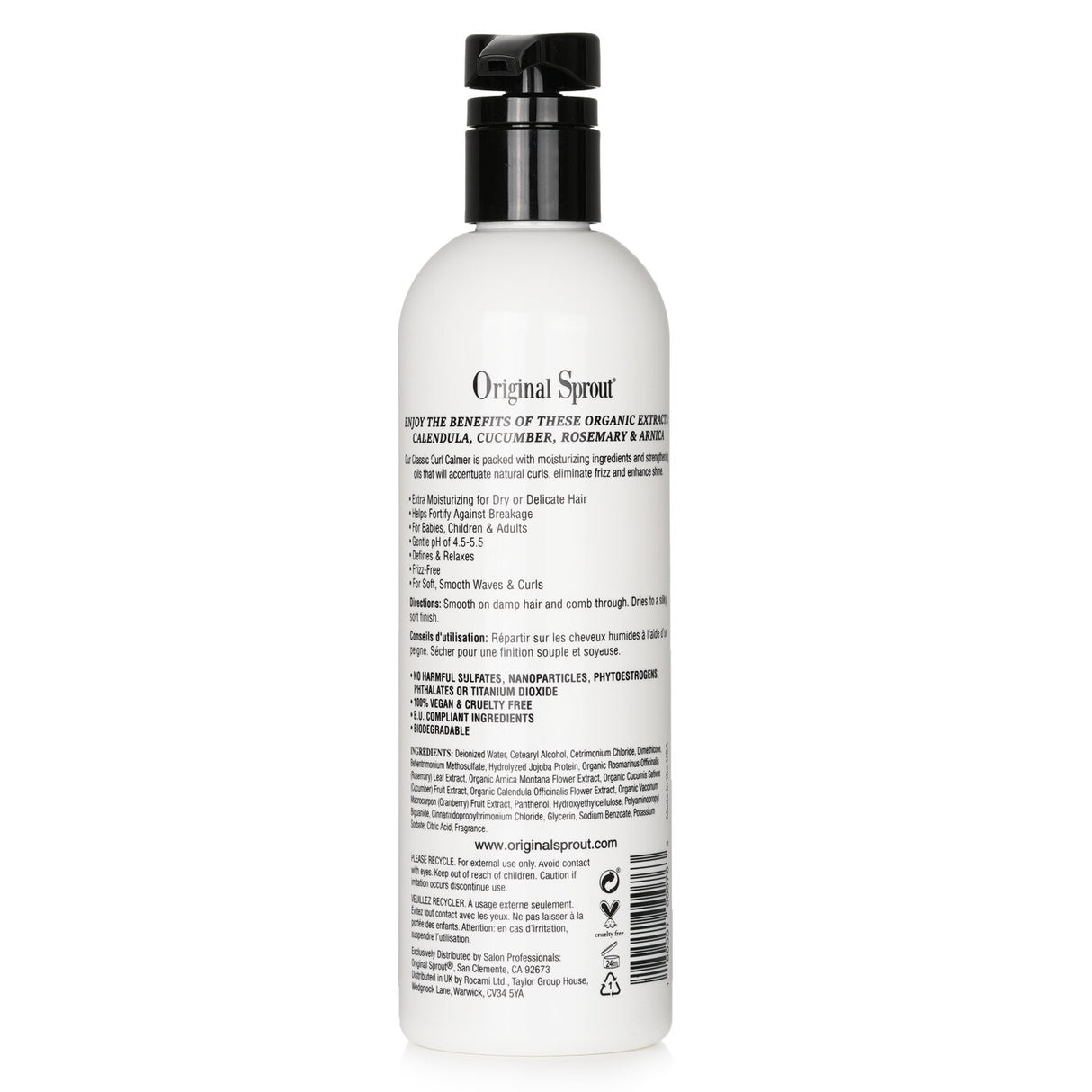 Original Sprout Classic Curl Calmer 354ml, a hypoallergenic treatment for defining and moisturizing all types of curls.