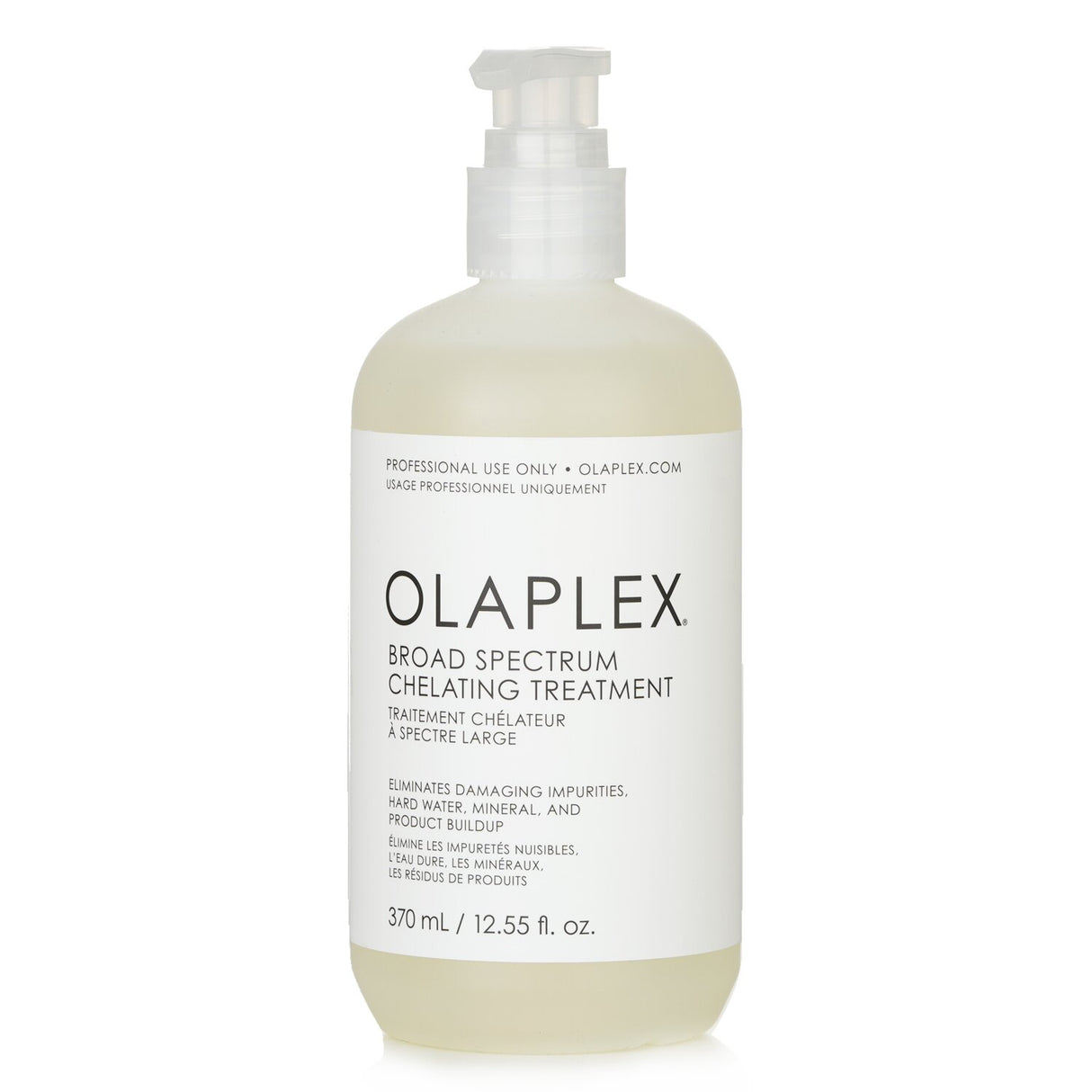 Olaplex Broad Spectrum Chelating Treatment: 370ml formula cleans hair, removes buildup, infused with Vitamin C and Kakadu plum extract.