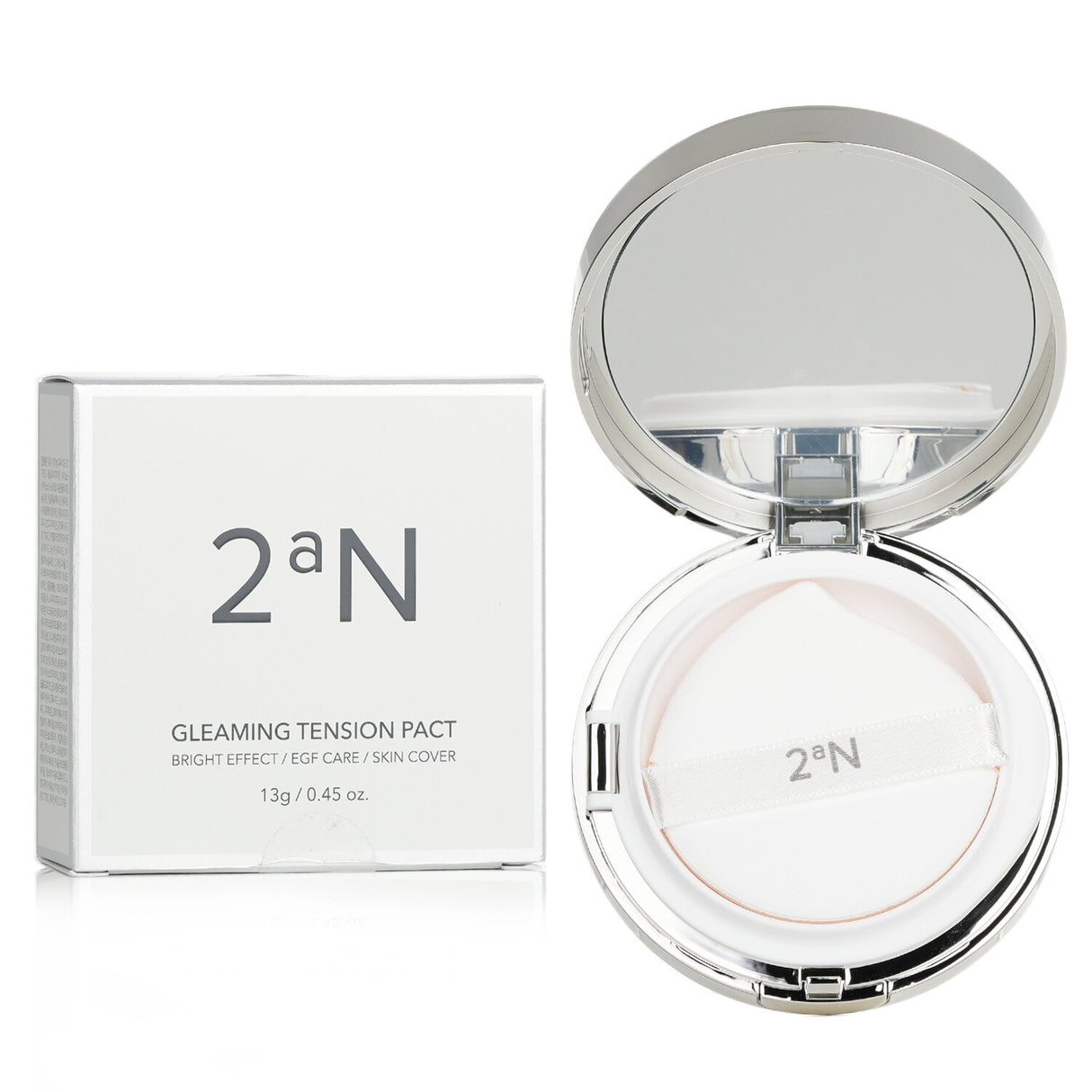 2aN Gleaming Tension Pact SPF 37 in #23 Natural Beige, offering coverage, skincare benefits, and sun protection in a compact.