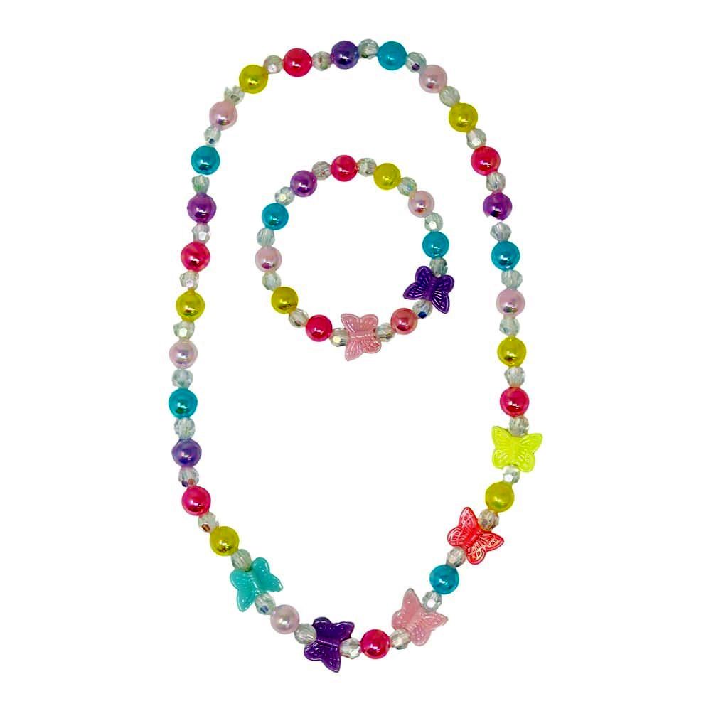 Pink Poppy Butterfly Necklace & Bracelet Set - Toy Vehicle