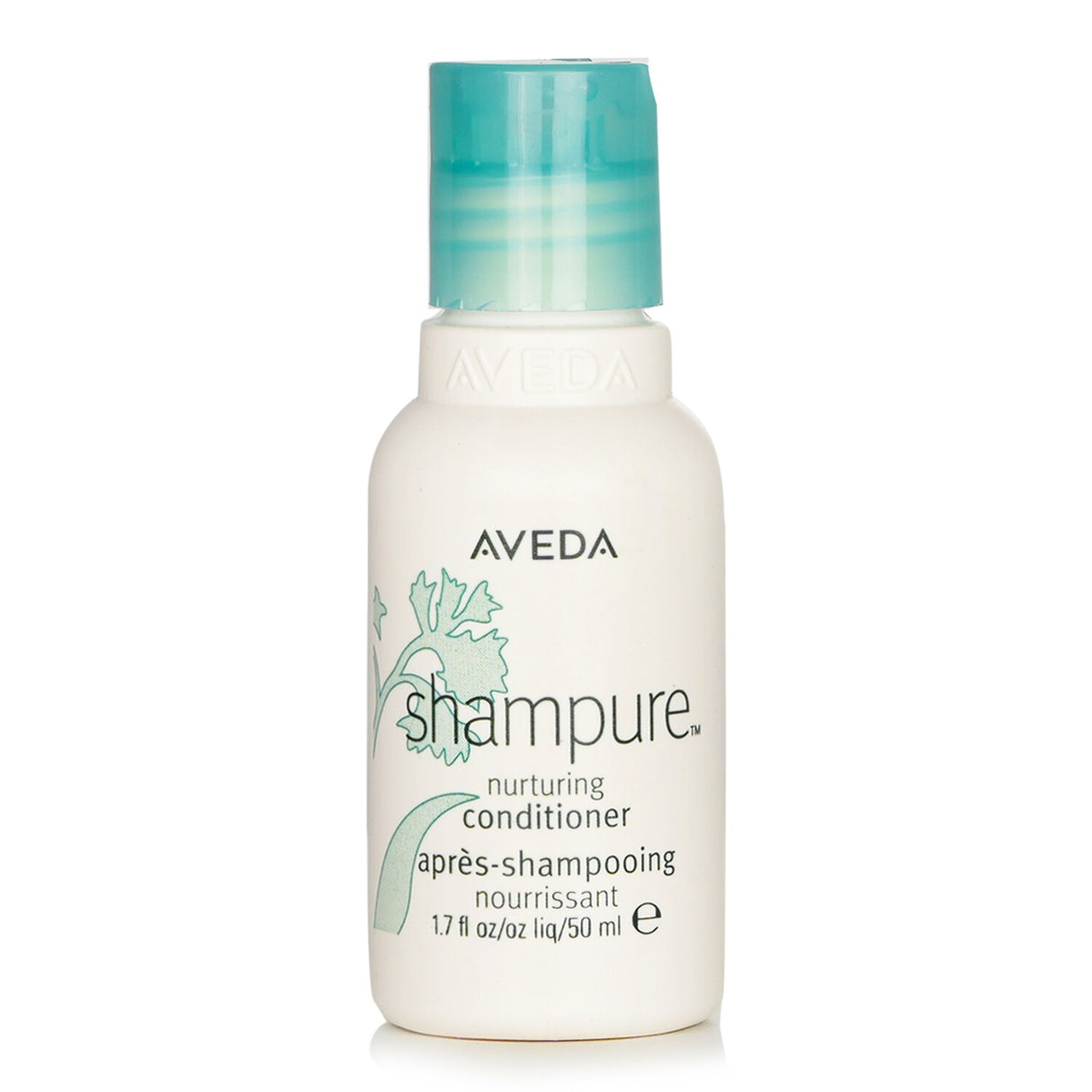 Travel-sized Aveda Shampure Conditioner, 98% naturally derived, enriched with Abyssinian oil for shine and gentle nourishment.