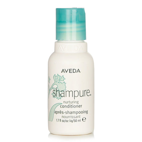 Travel-sized Aveda Shampure Conditioner, 98% naturally derived, enriched with Abyssinian oil for shine and gentle nourishment.