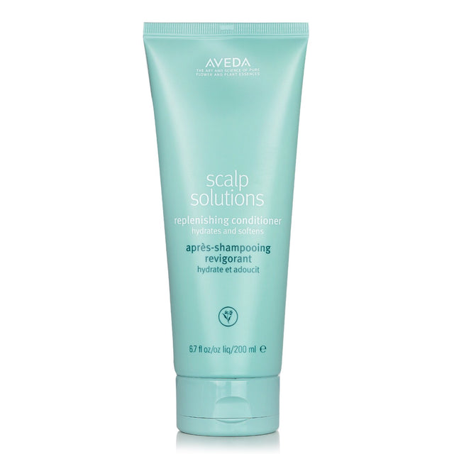 Aveda Scalp Solutions Replenishing Conditioner: 200ml lightweight formula with Babassu and Moringa oils, ideal for soothing and nourishing scalp.