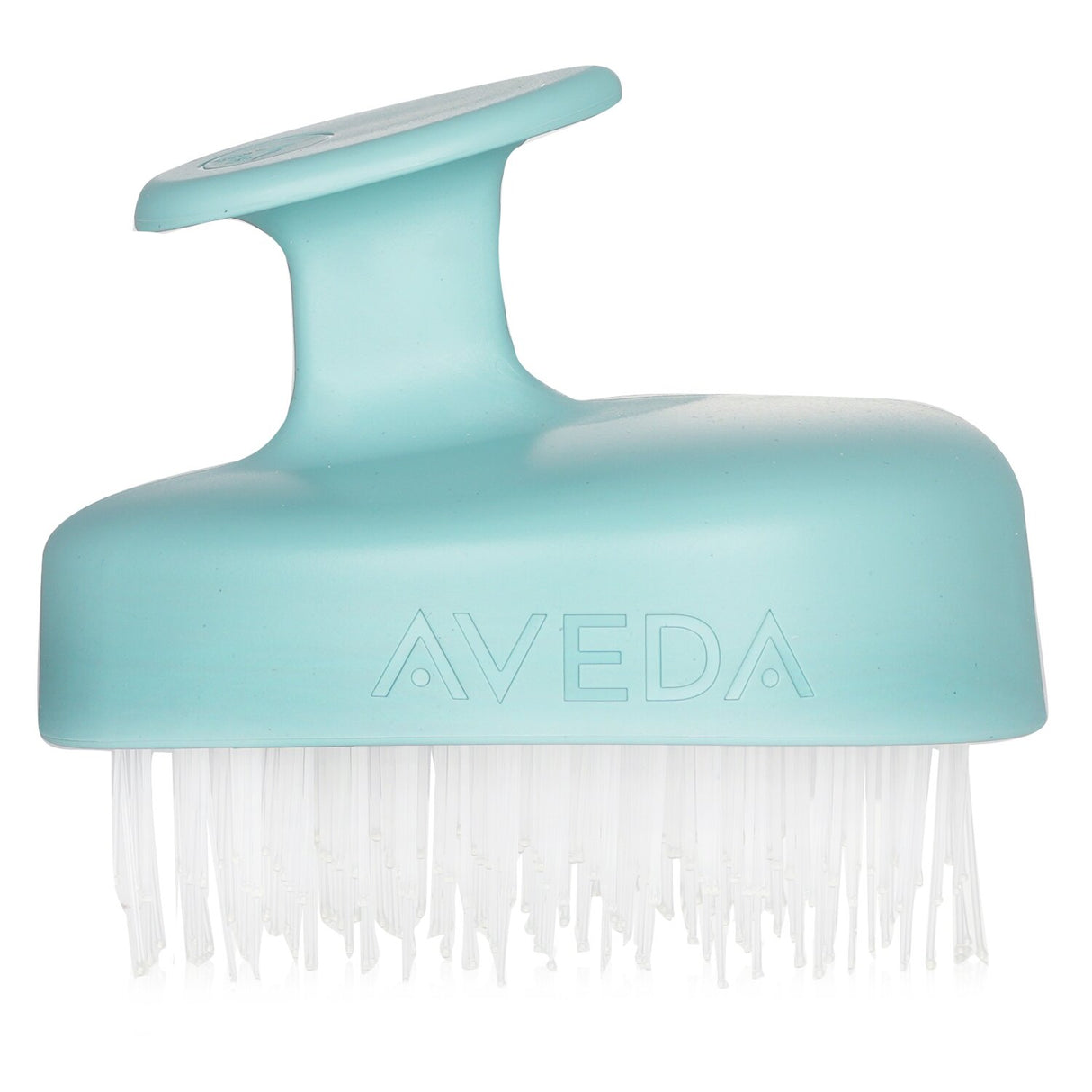 Aveda scalp massager with long bristles for exfoliating, stimulating circulation, and comfortable ergonomic design.