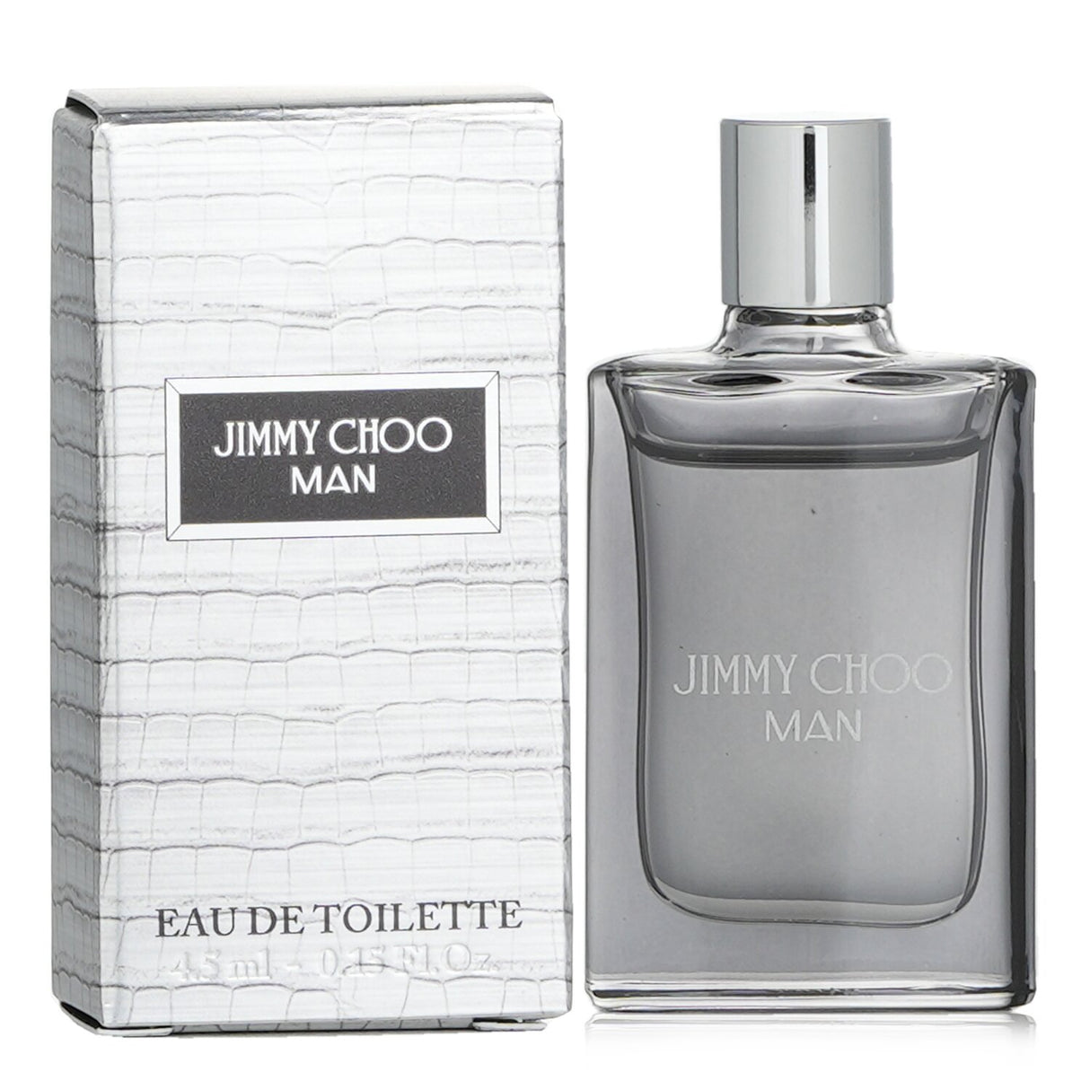 Miniature 4.5ml Jimmy Choo Eau De Toilette for men, featuring a spicy herbal scent with fresh and warm notes, ideal for travel.