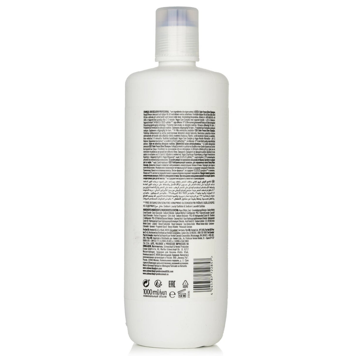 BC Bonacure Silver Shampoo in a 1000ml bottle, ideal for cleansing and toning grey and lightened hair while minimizing yellow tones.