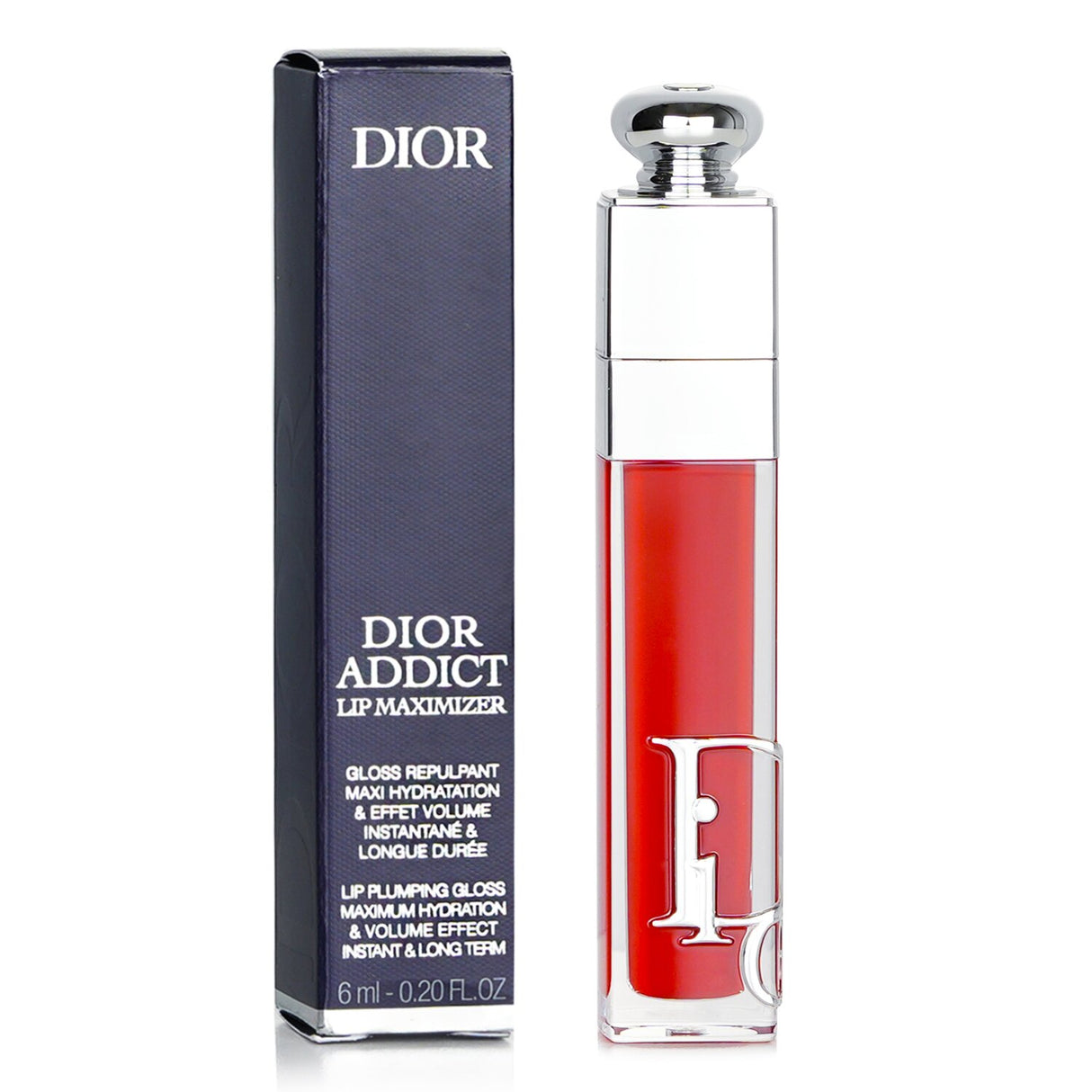 Christian Dior Addict Lip Maximizer Gloss #028 Dior 8 Intense, 6ml, hydrating formula with cherry oil and hyaluronic acid for glossy lips.