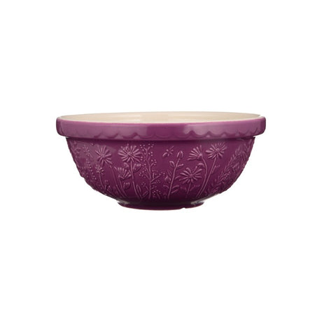 Lightweight yet sturdy 26cm earthenware mixing bowl with a floral design, perfect for baking dough and pastries.