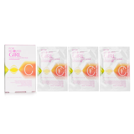 Vitamin C Cloud-Silk Mask pack with 3 sheets, rejuvenates skin, brightens complexion, reduces dark spots and wrinkles.