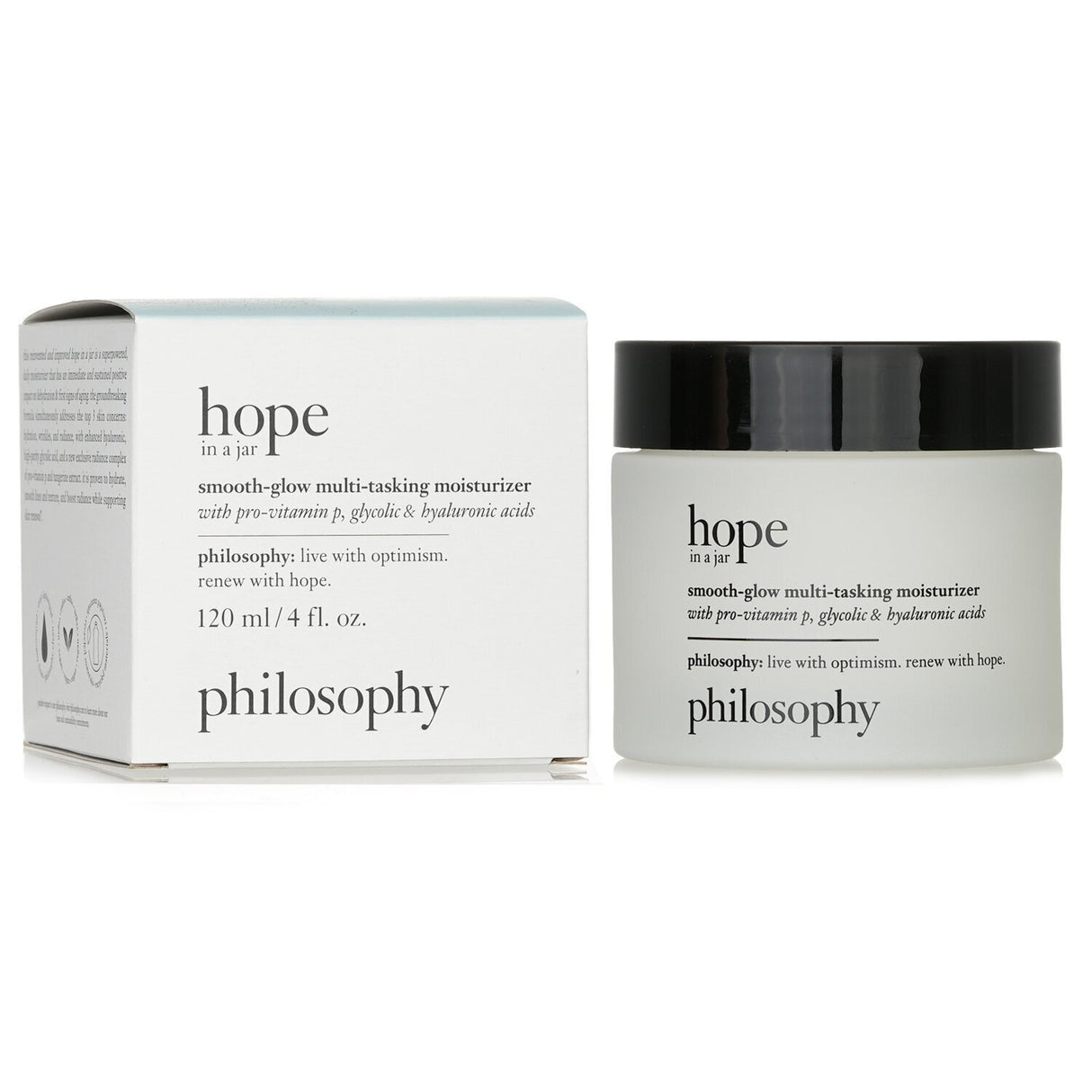 Philosophy Hope In A Jar is a 120ml moisturizer that hydrates, exfoliates, and reduces fine lines for radiant skin.