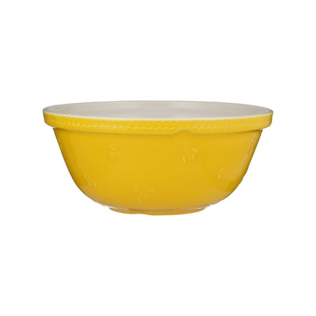 Brightly colored Mason Cash Sweet Bee Mixing Bowl, 29cm, chip-resistant, perfect for mixing, serving, and stylish countertop display.