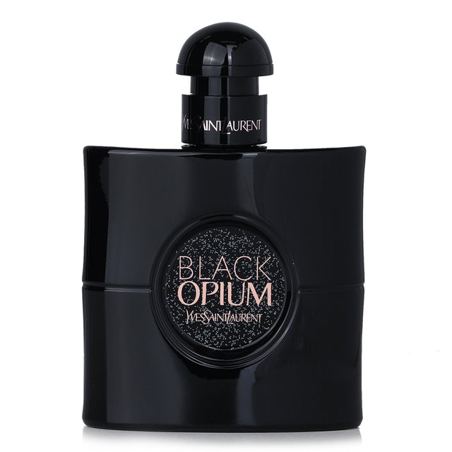 Yves Saint Laurent Black Opium Le Parfum 50ml, a floral gourmand fragrance with notes of pear, orange flower, and warm vanilla.