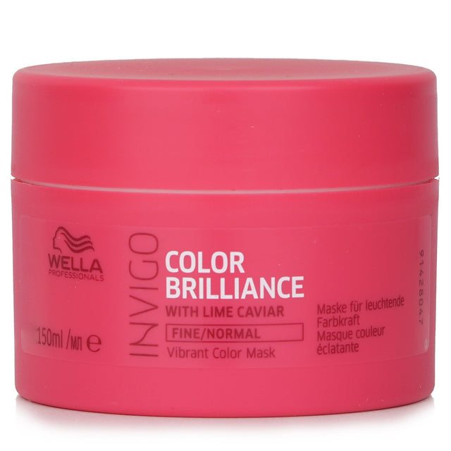 Wella Invigo Brilliance Color Mask for normal, colored hair, enhancing vibrancy and softness with Color Brilliance-Blend technology.