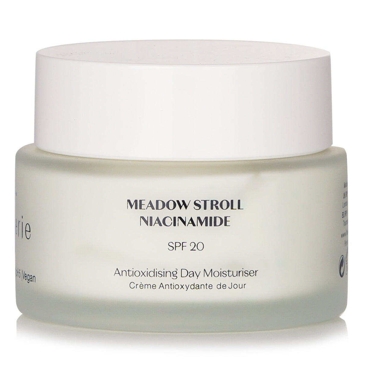 Vegan moisturizing cream with SPF 20, Avocado Oil, and Niacinamide for hydration, reduced pores, and youthful skin.
