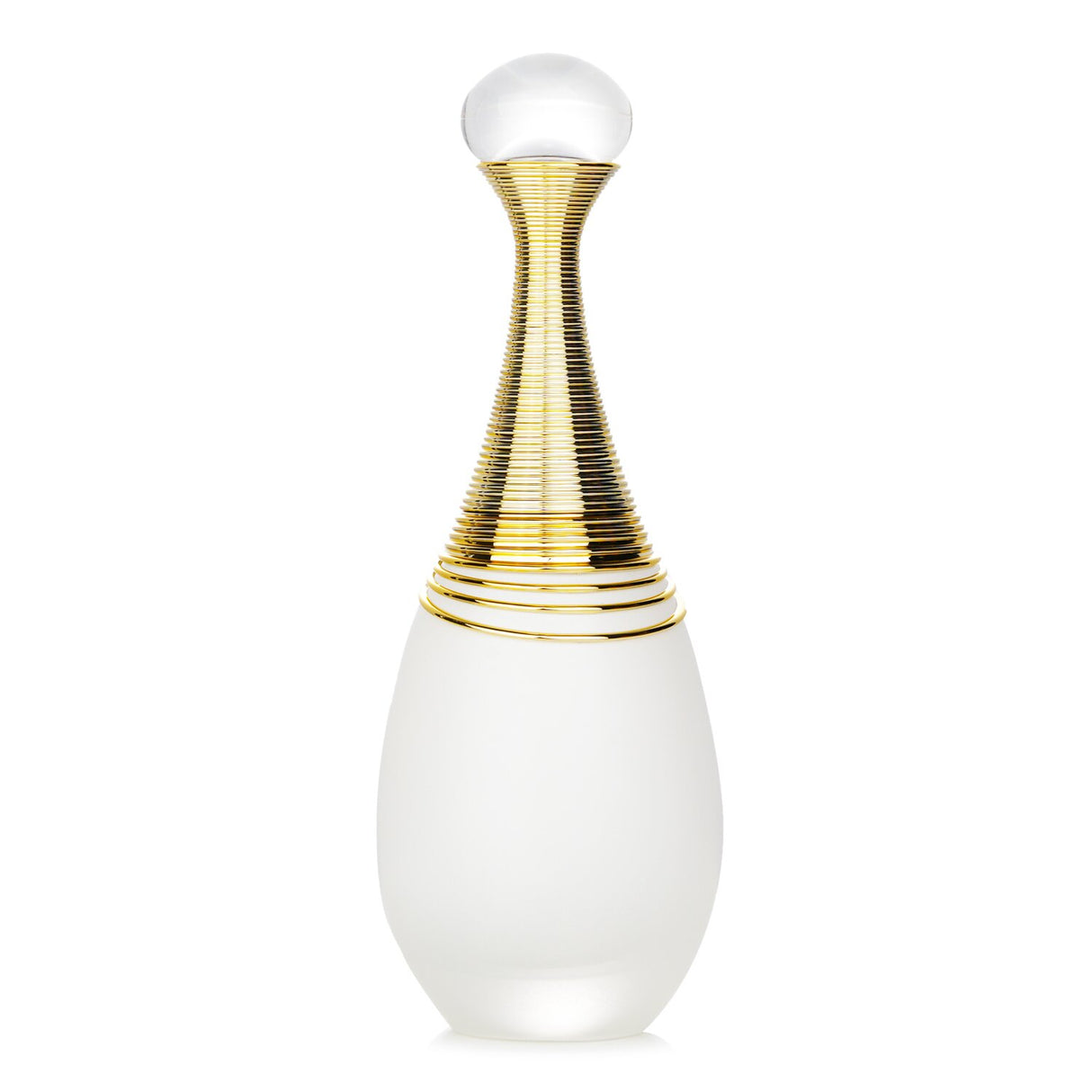 Elegant opalescent white bottle of Christian Dior J'adore Parfum D'eau, a floral fragrance for modern women in 100ml size.