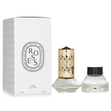 Elegant hourglass diffuser from Diptyque, releasing soothing rose fragrance for a tranquil home ambiance.