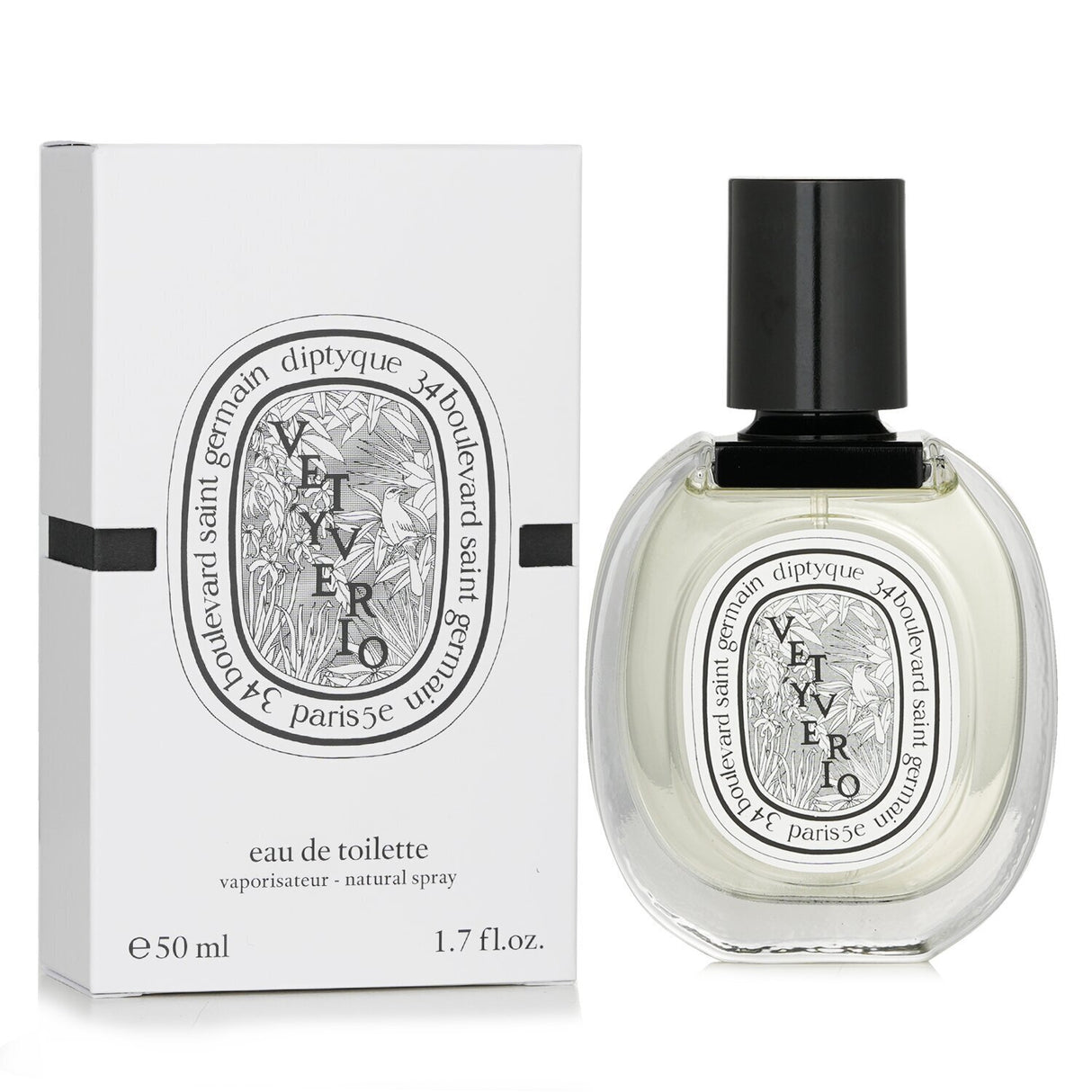 Diptyque Vetyverio Eau De Toilette Spray 50ml, a citrus-floral-woody fragrance for all, perfect for spring and summer wear.