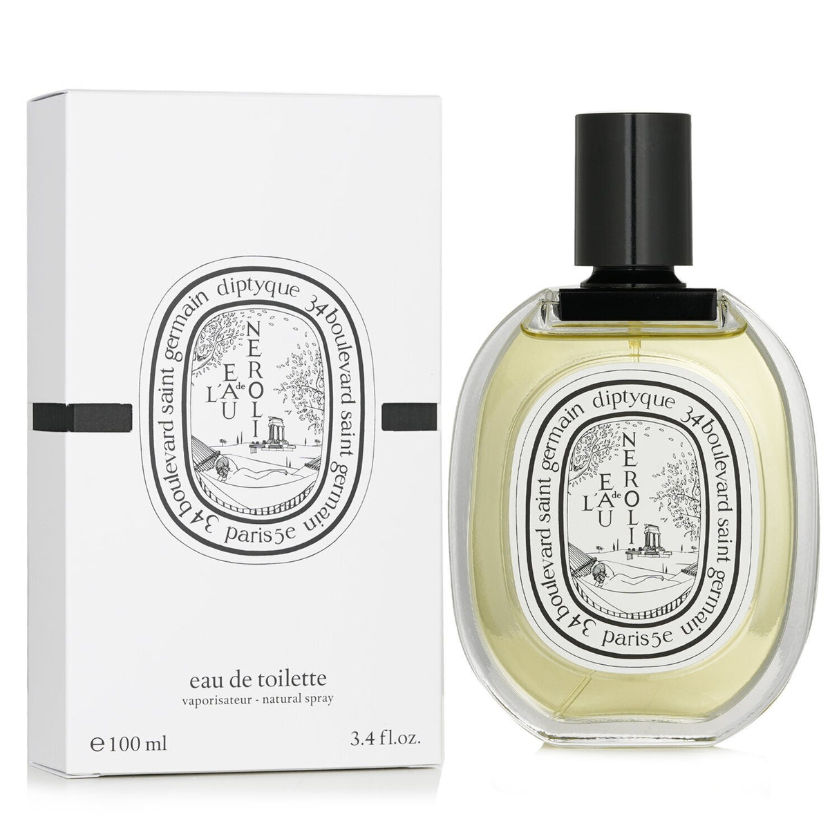 Diptyque L'Eau De Neroli Eau De Toilette, a unisex citrus fragrance in a 100ml spray, ideal for warm seasons and uplifting freshness.