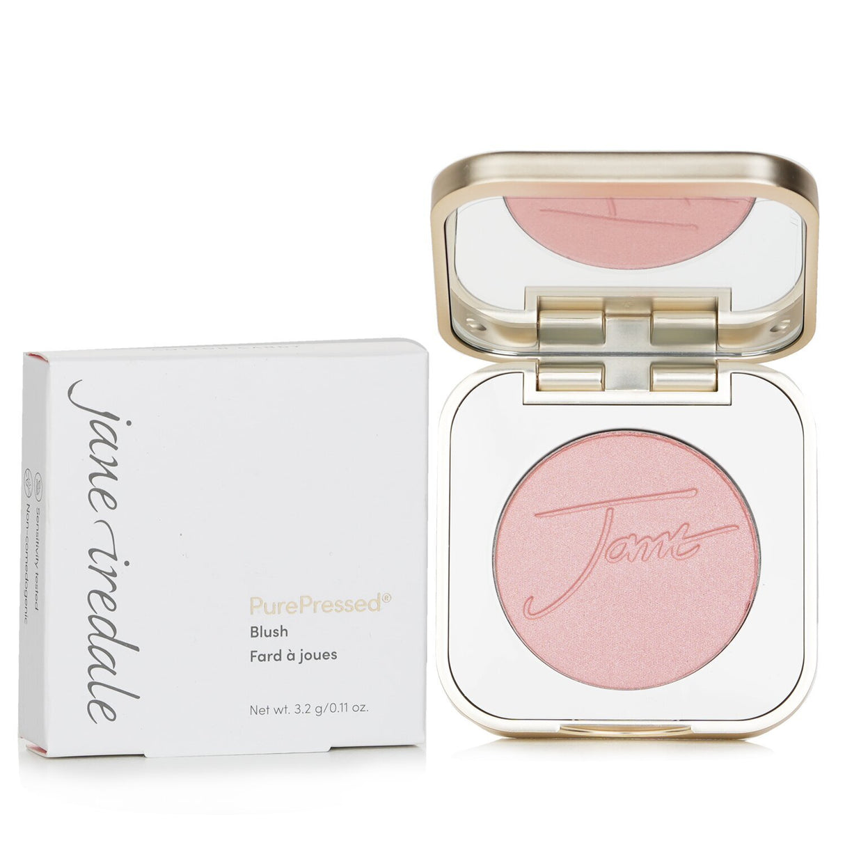 Natural mineral blush in Cotton Candy shade for a soft flush, suitable for cheeks, eyes, and lips.