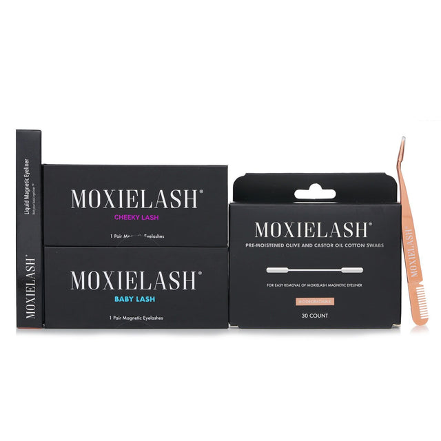 MoxieLash Luxe Bag Accent Set featuring 5 beauty essentials and an elegant storage bag for effortless makeup application.