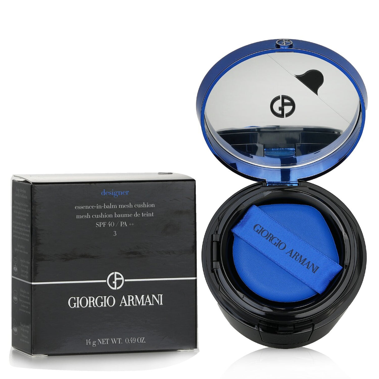 Giorgio Armani Designer Mesh Cushion SPF 40 offers radiant coverage, hydration, and sun protection in a lightweight formula.