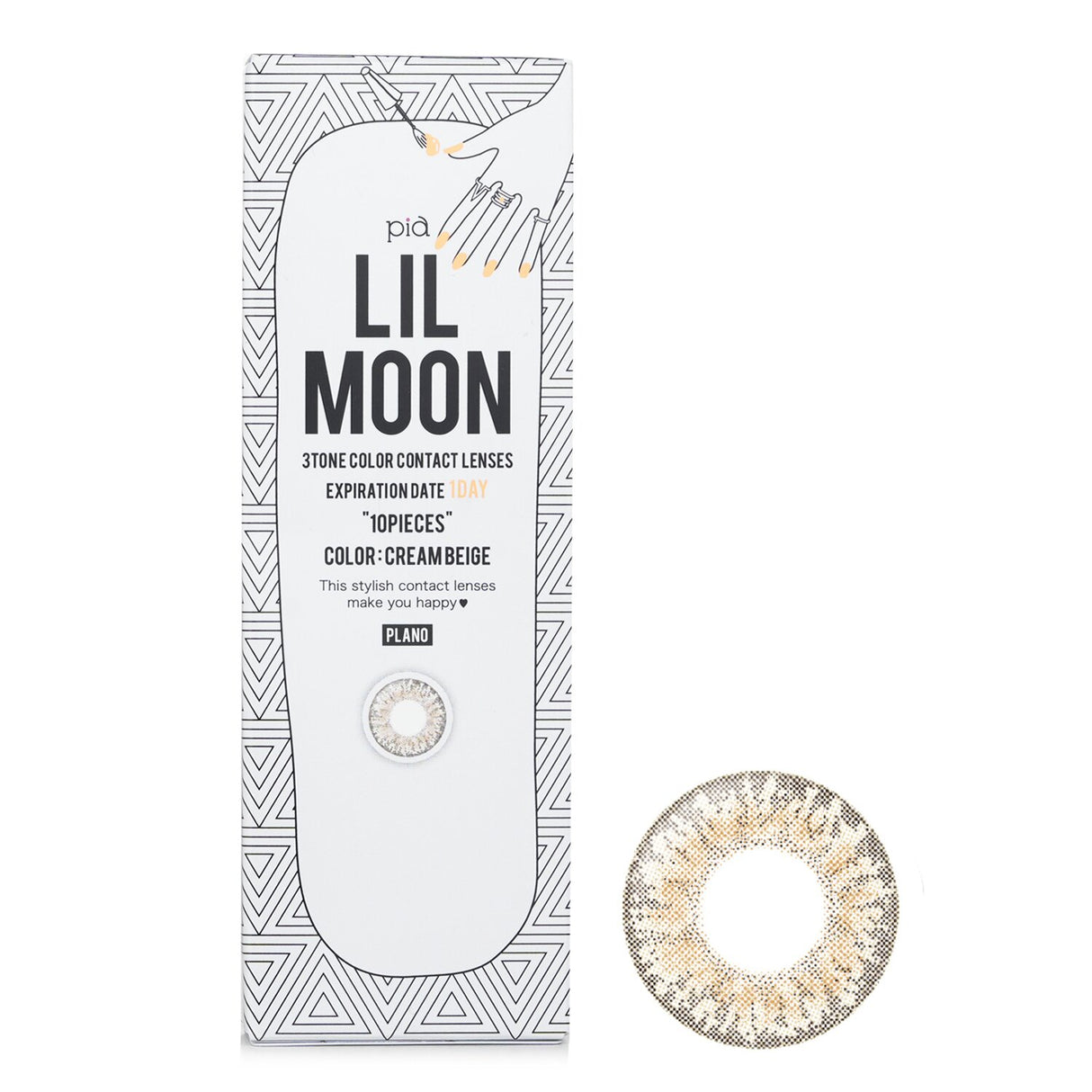 Pia Lilmoon Cream Beige 1 Day Color Contact Lenses enhancing eyes with a dreamy hazel hue, safe and comfortable for daily wear.