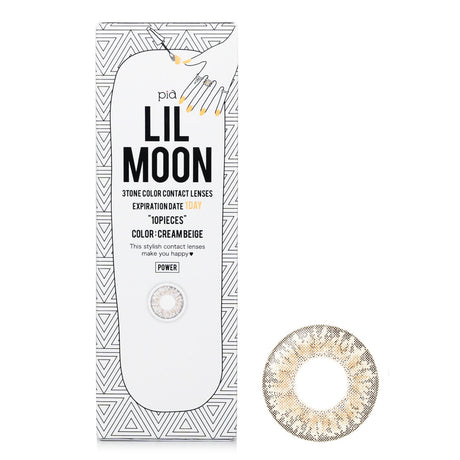 Pia Lilmoon Cream Beige 1 Day Color Contact Lenses in a 10-pack, offering comfort, UV protection, and a dreamy mixed-color effect.