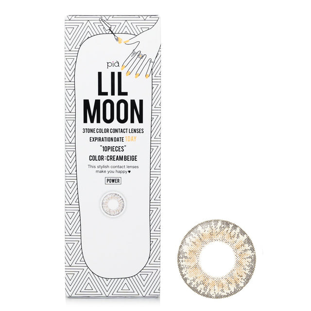 Pia Lilmoon Cream Beige 1-Day Contact Lenses, 10 pack, offer a dreamy exotic look with UV protection and layered color design.