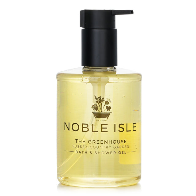 Noble Isle's Greenhouse Gel, infused with tomato extract, offers a refreshing cleanse and a warm botanical fragrance.