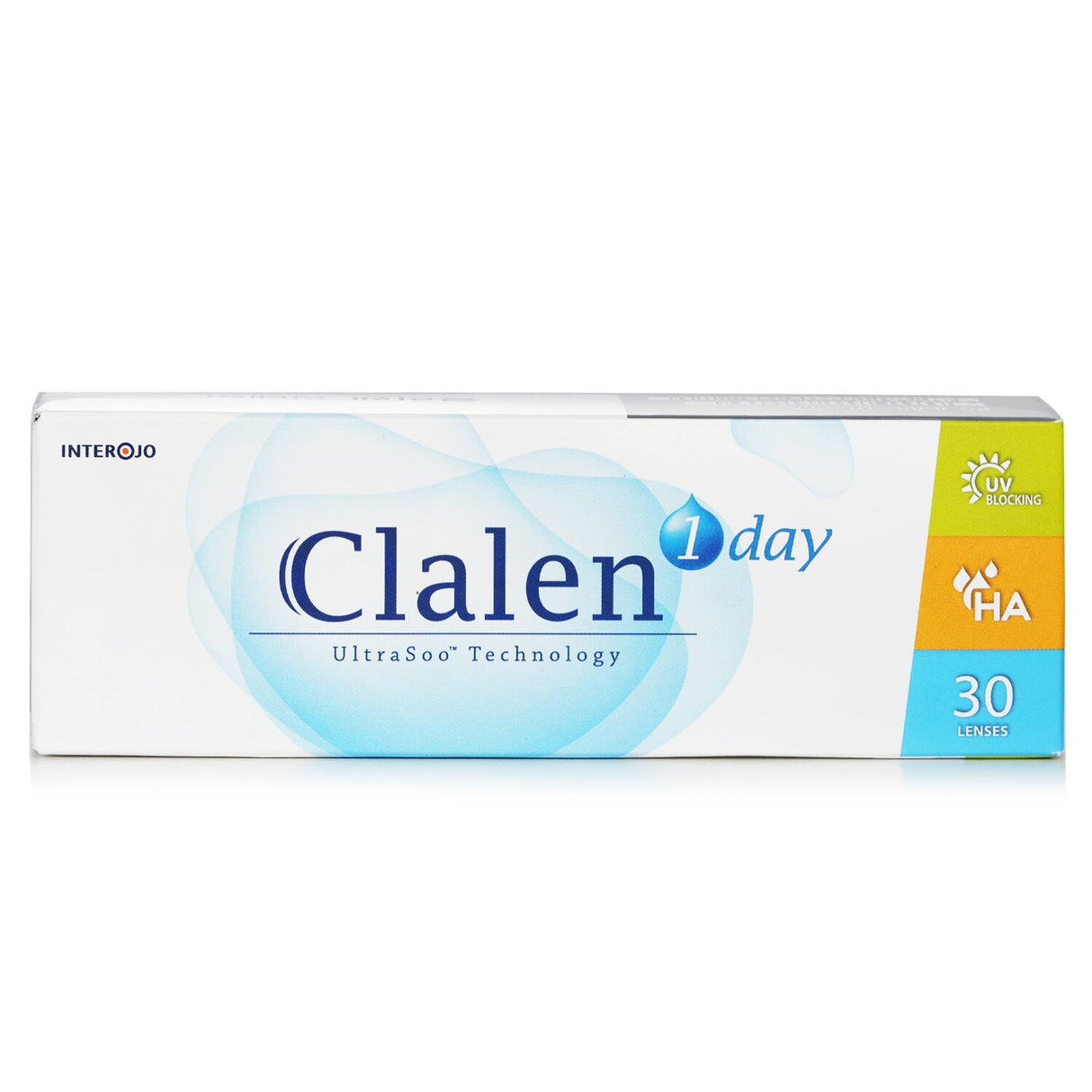 Daily disposable Clalen 1 Day Ultra-Soo Clear contact lenses, featuring hydration tech for comfort and crystal-clear vision.