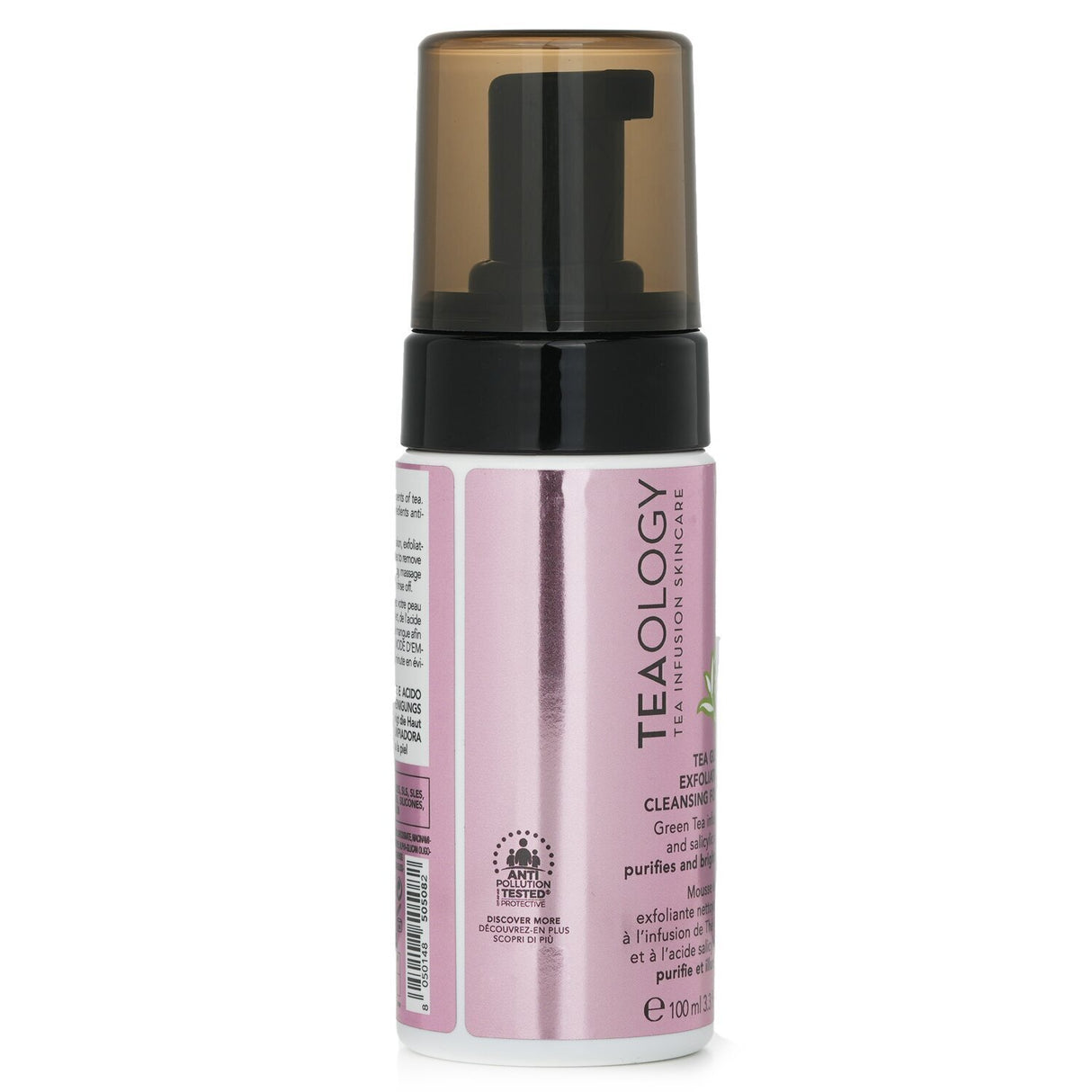 Teaology Tea Glow Exfoliating Cleansing Foam in a 100ml bottle, designed to purify and brighten skin with natural ingredients.