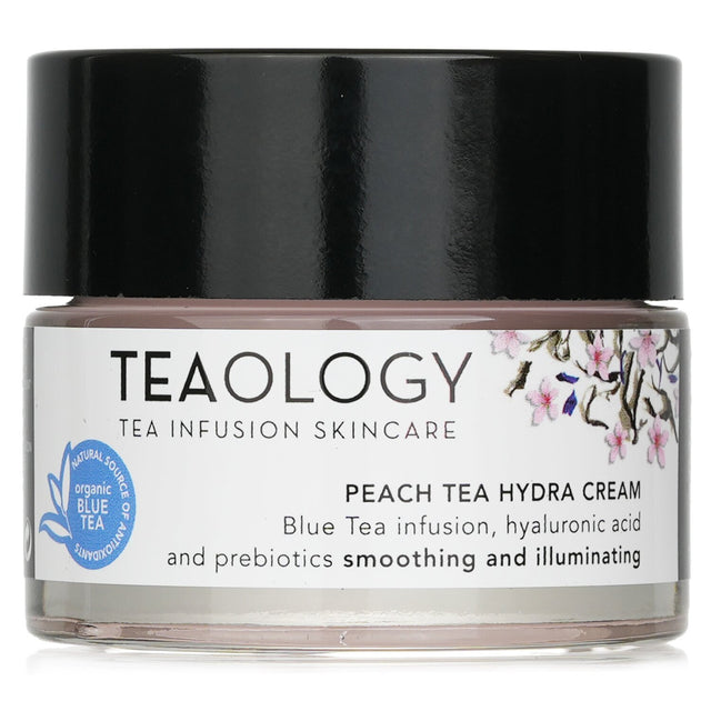 Luxurious pink Peach Tea Hydra Cream in a 50ml jar, infused with natural ingredients for hydration and rejuvenation.