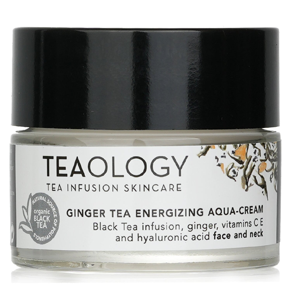 Energizing Ginger Tea Aqua Cream in a gel texture, hydrating face & neck moisturizer with organic black tea and vitamins.