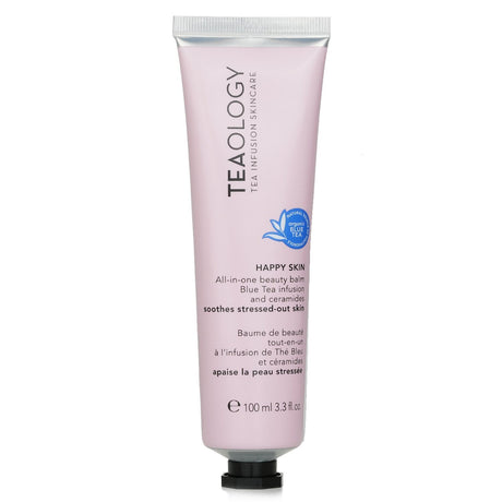 Teaology Happy Skin All In One Beauty Balm in a 100ml jar, a multi-functional cream for radiant, rejuvenated skin.