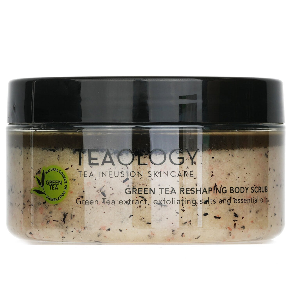 Teaology Green Tea Reshaping Body Scrub showcasing 450g of natural exfoliating ingredients for smooth, radiant skin.