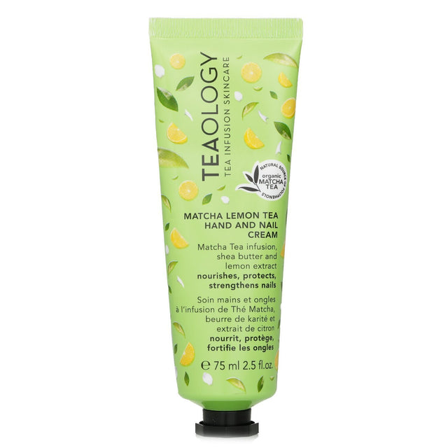 Luxurious Matcha Lemon Tea Hand & Nail Cream, 75ml, nourishes, hydrates, and strengthens nails with natural ingredients.